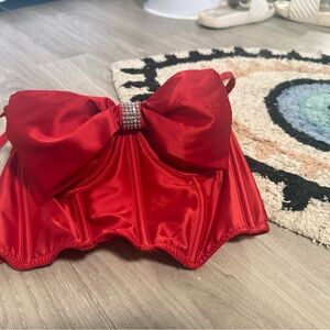 Victoria’s Secret red sequins Bow Bustier corset Top NWT